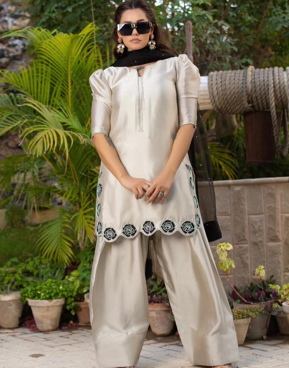 GUL BANO, SHEESHA SILK & SWAROVSKI EMBELISHMENT