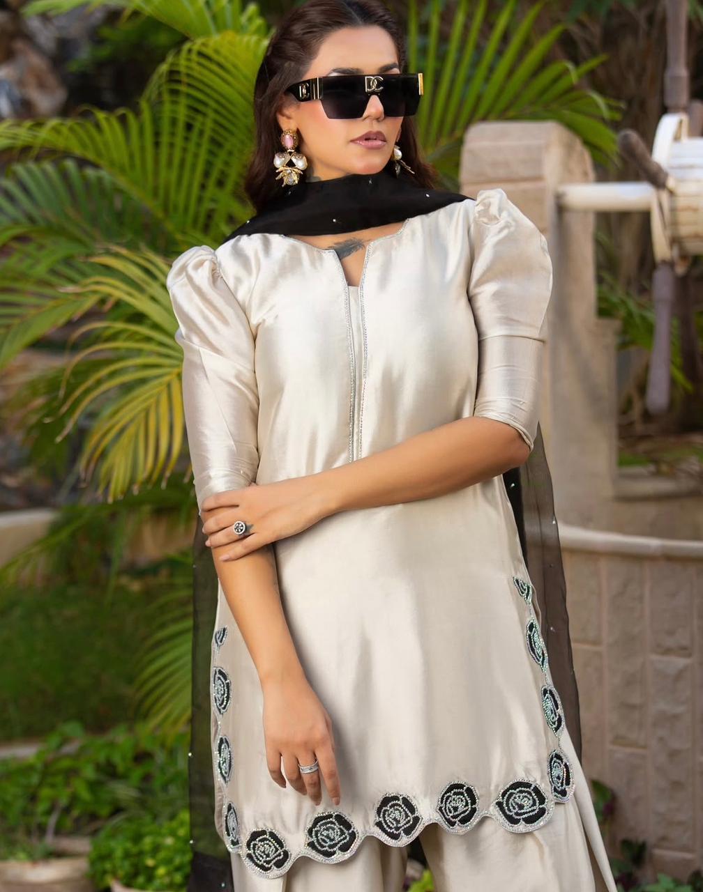 GUL BANO, SHEESHA SILK & SWAROVSKI EMBELISHMENT